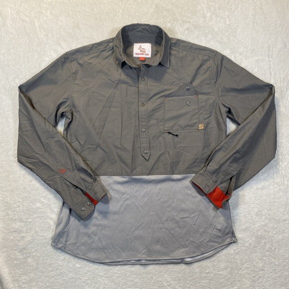 Western Rise 1/2 Button Shirt Jacket Men's Large Nylon Blend Outdoor Grey Hiking - Picture 1 of 9
